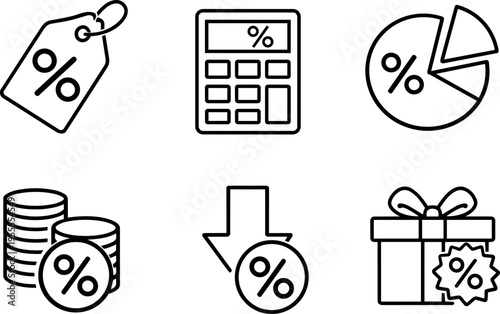 Line icon discount sale price percent. Vector