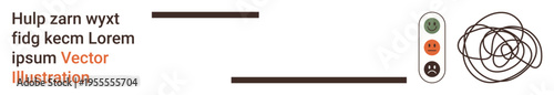 Emotional awareness, mental health, decision-making, human emotions, traffic light system, conceptual art. ion of scribbles and traffic light icons. Emotional awareness and mental health
