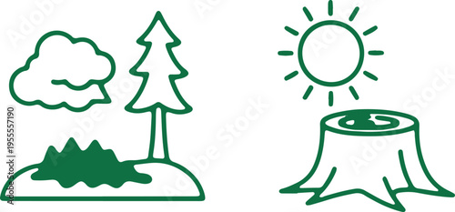 Contrast of natural growth and environmental impact on forest elements