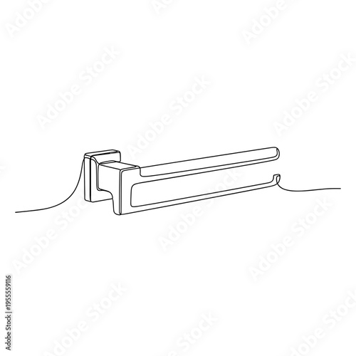 Wall mounted swivel towel rack line drawing on white background