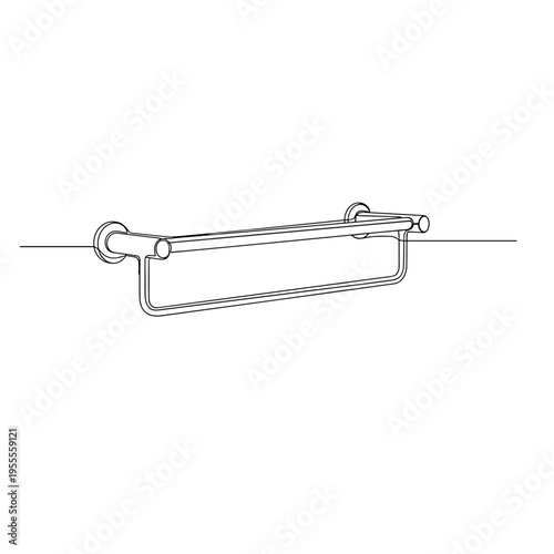 Wall mounted double towel bar line drawing on white background