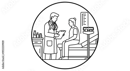 Doctor examining patient in clinic, medical checkup, healthcare concept