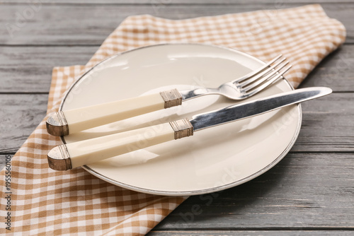 Table setting with plate, c...