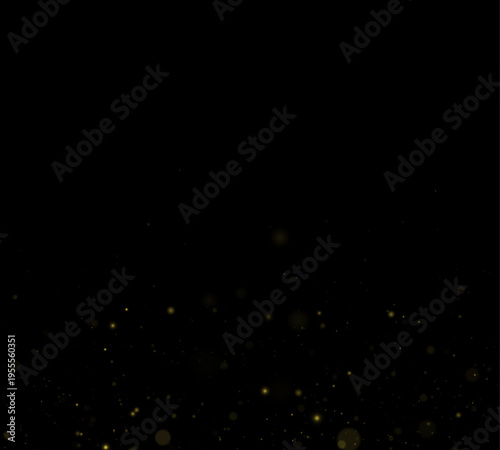 Golden abstract particles swirl gently with luminous bokeh, forming a magical transparent overlay. Glittering sparks shine softly throughout the scene. Perfect for elegant seasonal visuals.
