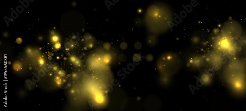 White and golden dust particles sparkle together in a glowing festive texture. The soft blur and light flares add depth and brilliance. Ideal for creative holiday design elements.