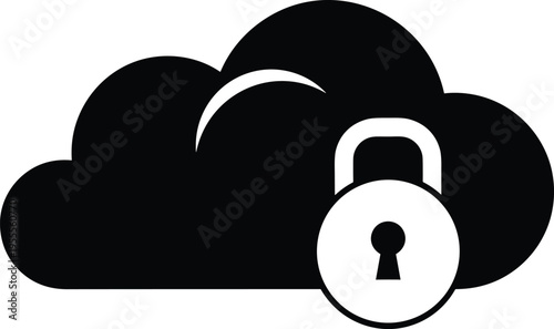 Secure cloud storage icon vector illustration for data privacy cyber security encrypted server backup digital protection information safety and network firewall