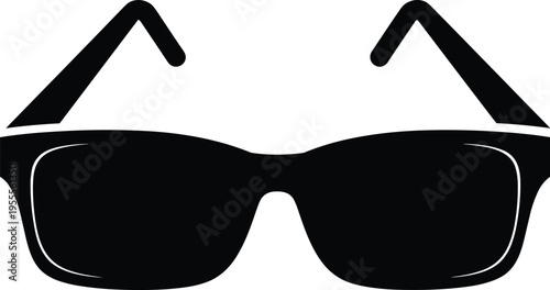 Black sunglasses icon vector illustration for summer fashion eyewear sun protection beach vacation travel accessory and optical eye care symbol