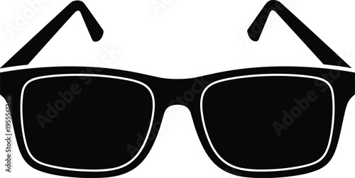 Cad drawing flat vector illustration of stylish black sunglasses frames eyewear accessory icon isolated on white background for summer fashion.