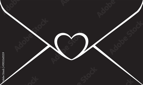 Vector love letter icon, heart shaped seal