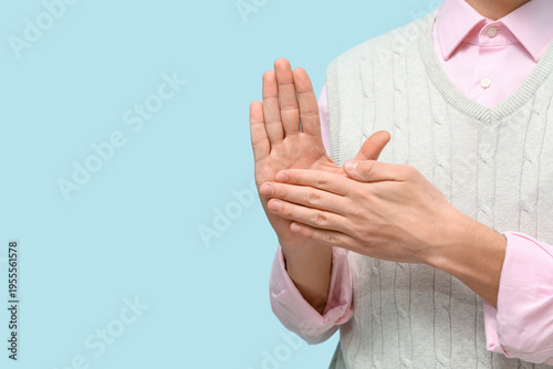Young deaf mute man using s...