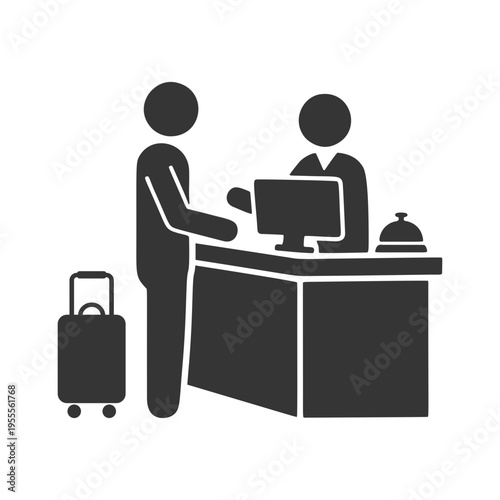 チェックインする人物のシルエットアイコン