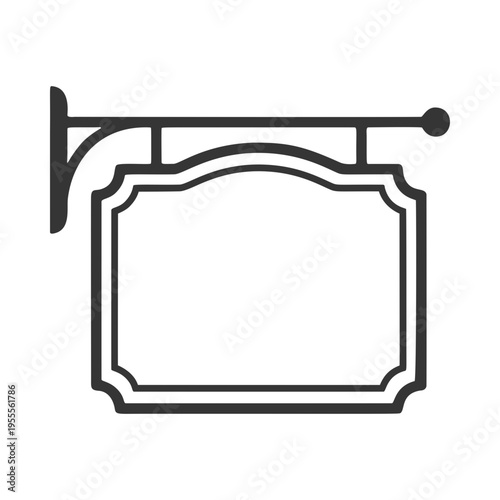 レトロな壁看板のラインアイコン