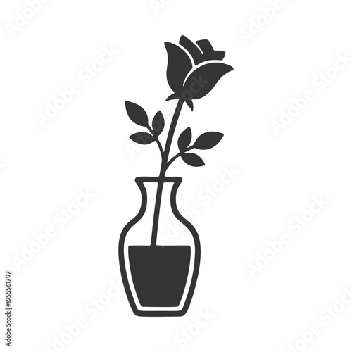 花瓶と一輪の花のシルエットアイコン