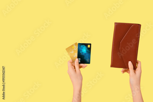 Woman with credit cards and...