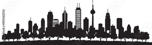 Black silhouette city skyline vector illustration