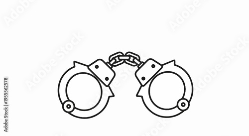 Handcuffs with chain on white background law enforcement and security concept