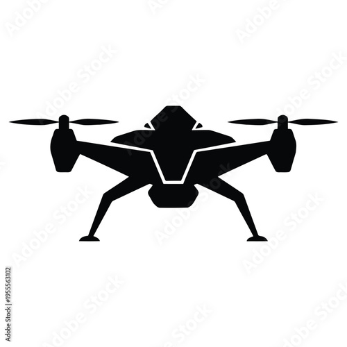 Drone quadcopter icon flat style isolated on white background. uav unmanned aerial vehicle for photography and video