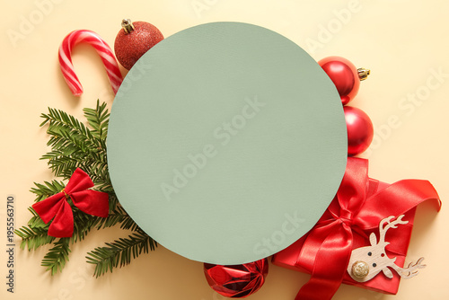 Green round blank card with...