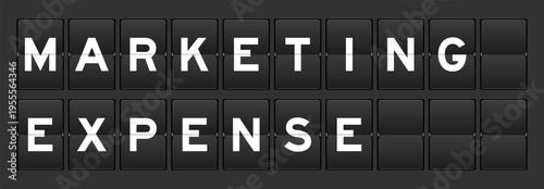 Black color analog flip board with word marketing approved on gray background