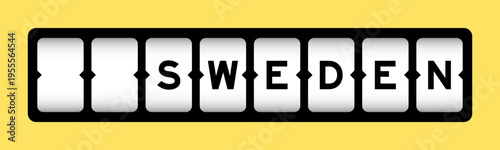 Black color in word sweden on slot banner with yellow color background