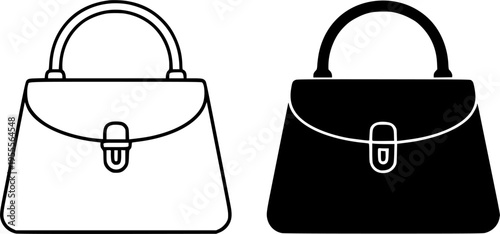 Women's bag illustration icon, outline and silhouette, for fashion or lifestyle design