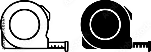 Tape measure illustration icon, outline and silhouette, for industrial design