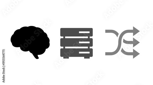 Artificial Intelligence Data Processing and Output Icons