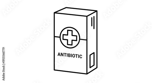 Antibiotic Medicine Box Icon, Healthcare and Pharmaceutical Symbol