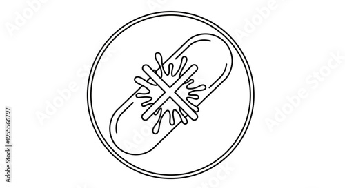 Antibiotic Resistance Icon: Pill with Cross Symbol, Medical Concept