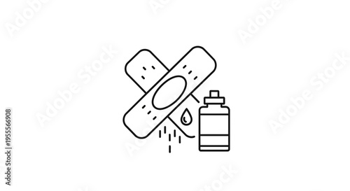 Medical Bandage and Dropper Icon: First Aid, Healthcare, and Treatment Concept