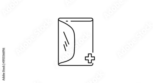 Medical Bandage Roll with Plus Sign Icon, First Aid Supplies, Healthcare Concept