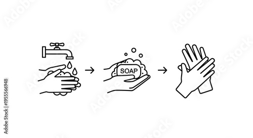 Step-by-step guide to washing hands with soap and water for hygiene and cleanliness