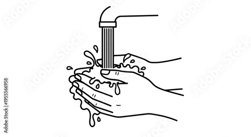 Washing Hands Under Running Water, Hygiene and Cleanliness Concept