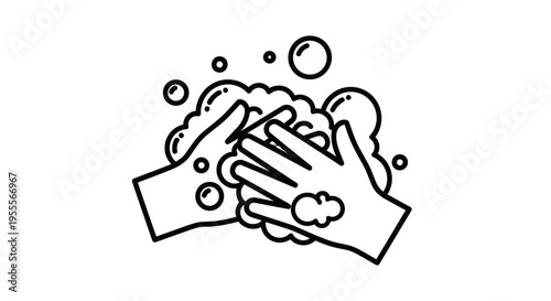 Washing Hands with Soap and Bubbles, Hygiene and Cleanliness Icon