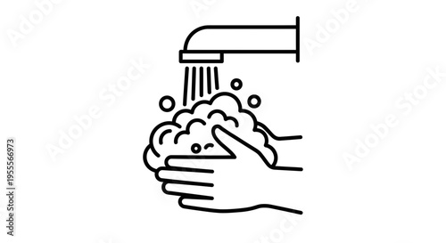 Washing Hands with Soap and Water Under a Faucet, Hygiene Concept