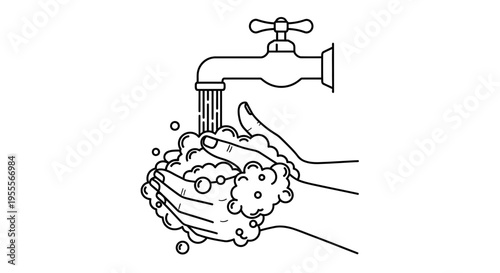 Washing Hands with Soap and Water Under a Faucet - Hygiene and Cleanliness Concept