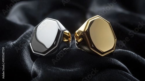 signet. Two ceremonial badges, one silver and one gold, side-by-side on dark velvet cloth. event programs, museum guides, designed for cultural heritage projects and event programs.