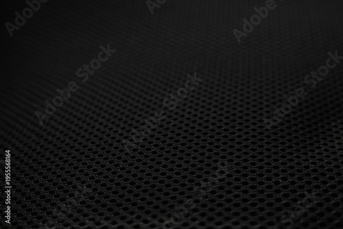 Macro Texture of Black Breathable Mesh Fabric with Selective Focus
