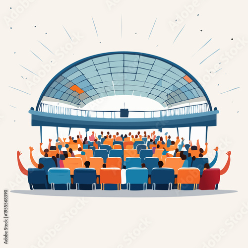 Audience cheering at a live performance in the theater.