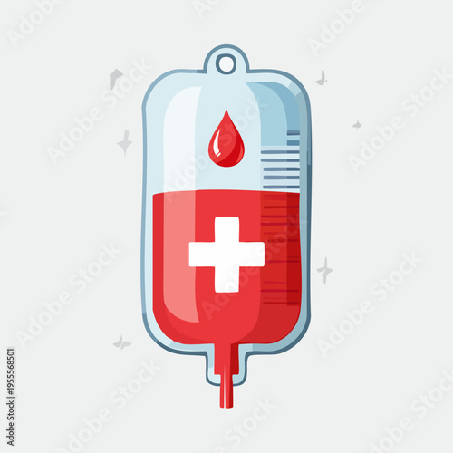 Blood Bag Illustration - Medical Donation and Healthcare Concept.
