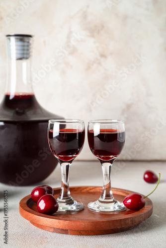 Glasses and bottle with swe...
