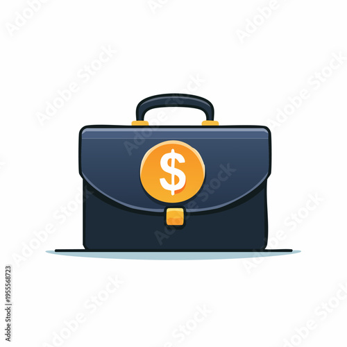 Business briefcase with dollar sign symbol on white background.