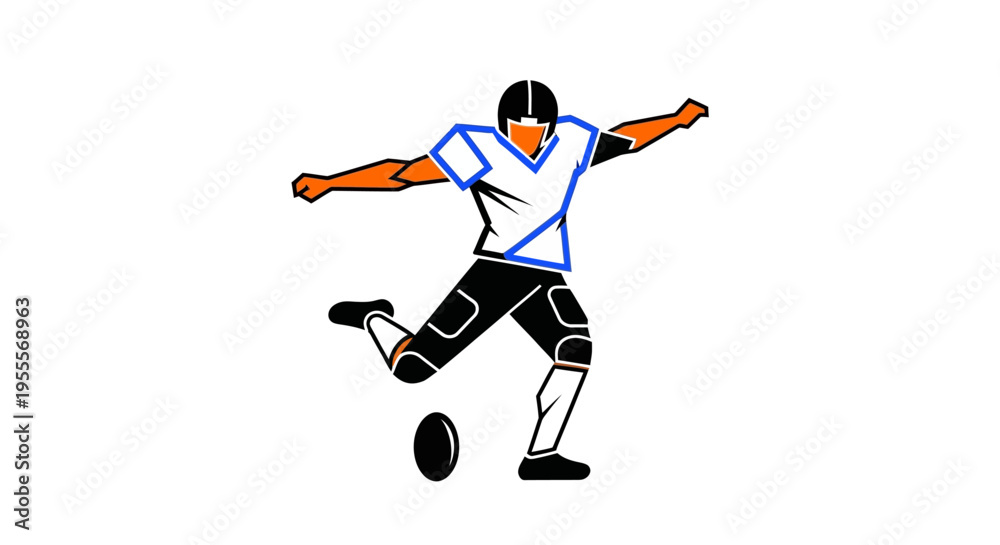 Fototapeta premium American football player kicking ball in action illustration