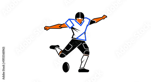 American football player kicking ball in action illustration