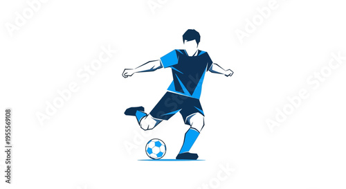 Soccer player kicking ball in action illustration