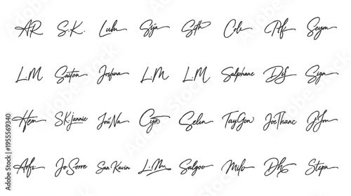 Collection of modern executive signatures sleek cursive script styles for business documents and professional use