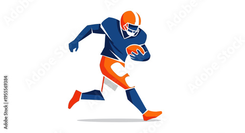 American football player running with ball in hand