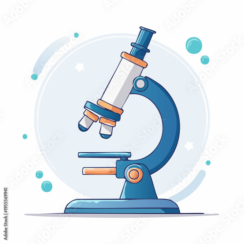 Cartoon style laboratory microscope for scientific research and discovery.