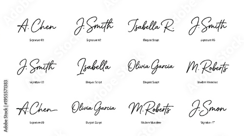 Elegant monoline signature logos pack minimalist modern and clean handwritten styles for branding identity and personalization