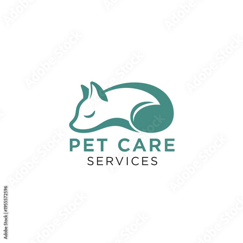 Sleeping teal fox logo represents comfort and care for pet services